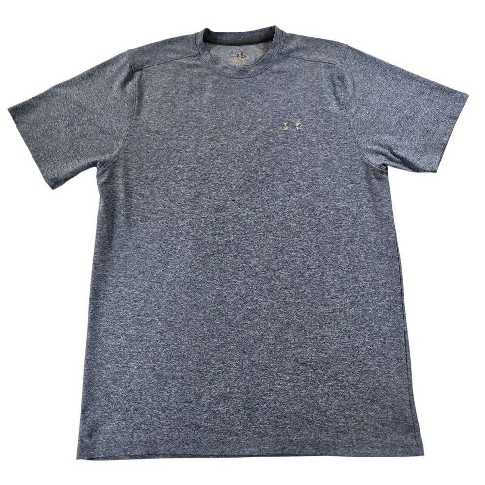 Under Armour Mens Small HeatGear T-Shirt Blue Heather Space Dye Short Sleeve